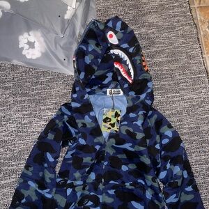 Blue shark bape hoodie